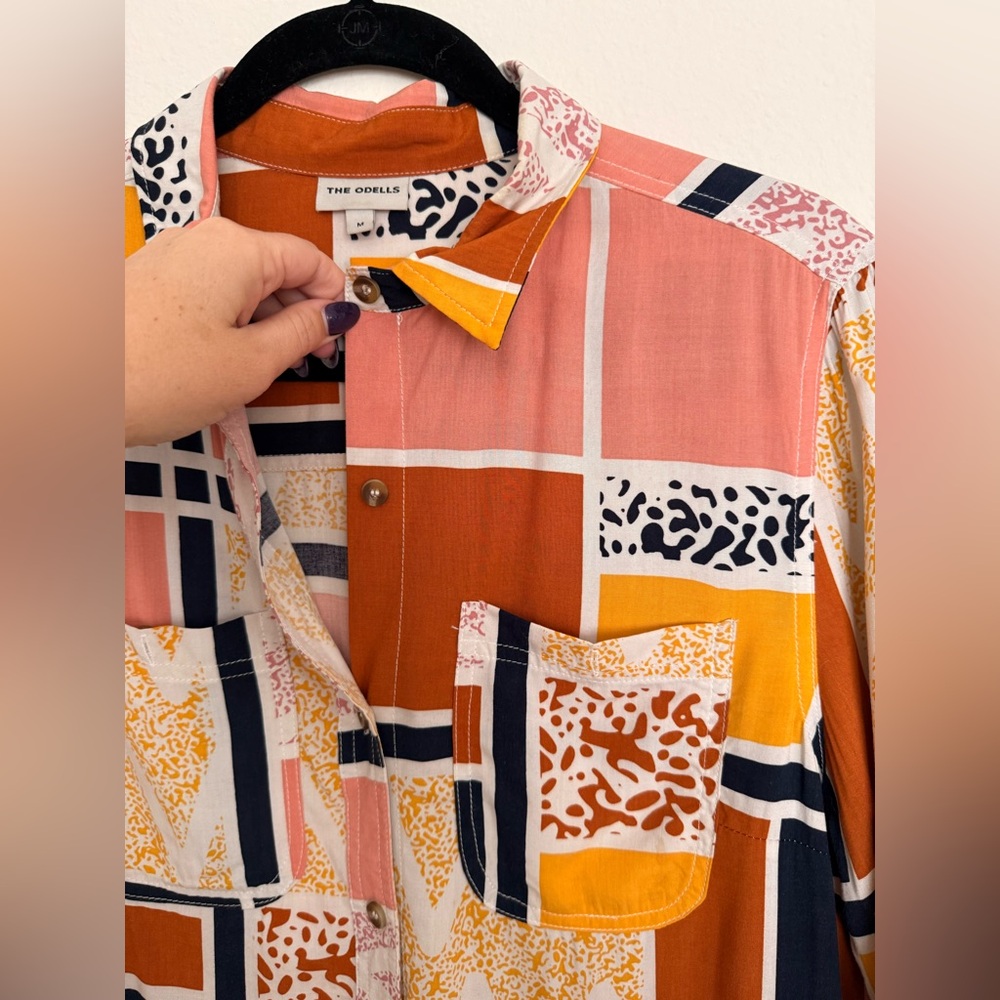 Anthropologie Odells Patchwork Button Down Shirt - image 7